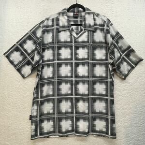 Southpole Shirt Mens XL Black White Checkered Plaid Short Sleeve Button Up Retro